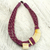 Leather and horn torsade necklace, 'Sougri Violet' - Natural Horn and Bone Leather Hand Crafted Violet Necklace thumbail