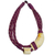 Leather and horn torsade necklace, 'Sougri Violet' - Natural Horn and Bone Leather Hand Crafted Violet Necklace (image 2a) thumbail