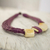 Leather and horn torsade necklace, 'Sougri Violet' - Natural Horn and Bone Leather Hand Crafted Violet Necklace