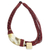Leather and horn torsade necklace, 'Sougri Paprika' - Handmade Red Leather Necklace with Horn and Bone Pendants thumbail