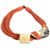 Leather and horn pendant necklace, 'Sougri Orange' - Horn and Bone Pendants on Recycled Beads Orange Necklace (image 2d) thumbail