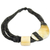 Leather and horn torsade necklace, 'Sougri Black' - Horn and Bone Pendants on Black Leather Necklace (image 2d) thumbail