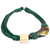 Leather and horn torsade necklace, 'Sougri Green' - Horn and Bone Recycled Beads Necklace Fair Trade Jewelry (image 2d) thumbail