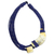 Leather and horn torsade necklace, 'Sougri Blue' - Horn and Bone Blue Recycled Beads Necklace African Jewelry thumbail