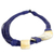 Leather and horn torsade necklace, 'Sougri Blue' - Horn and Bone Blue Recycled Beads Necklace African Jewelry (image 2d) thumbail