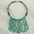 Beaded waterfall necklace, 'Green Taowre' - Green Recycled Plastic and Wood Artisan Crafted Necklace (image 2) thumbail