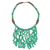 Beaded waterfall necklace, 'Green Taowre' - Green Recycled Plastic and Wood Artisan Crafted Necklace thumbail