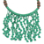 Beaded waterfall necklace, 'Green Taowre' - Green Recycled Plastic and Wood Artisan Crafted Necklace (image 2d) thumbail