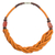 Braided bead necklace, 'Sosongo in Orange' - Handcrafted Orange Braided Bead Necklace with Wood and Agate thumbail