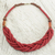 Braided bead necklace, 'Sosongo in Red' - Handcrafted Red Braided Bead Necklace with Wood and Agate (image 2) thumbail