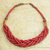 Braided bead necklace, 'Sosongo in Red' - Handcrafted Red Braided Bead Necklace with Wood and Agate (image 2b) thumbail