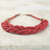 Braided bead necklace, 'Sosongo in Red' - Handcrafted Red Braided Bead Necklace with Wood and Agate (image 2c) thumbail