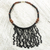 Beaded waterfall necklace, 'Black Taowre' - Black Recycled Plastic and Wood Artisan Crafted Necklace (image 2) thumbail
