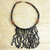 Beaded waterfall necklace, 'Black Taowre' - Black Recycled Plastic and Wood Artisan Crafted Necklace (image 2b) thumbail