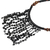 Beaded waterfall necklace, 'Black Taowre' - Black Recycled Plastic and Wood Artisan Crafted Necklace (image 2d) thumbail