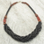 Braided bead necklace, 'Sosongo in Black' - Handcrafted Black Braided Bead Necklace with Wood and Agate (image 2) thumbail