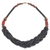 Braided bead necklace, 'Sosongo in Black' - Handcrafted Black Braided Bead Necklace with Wood and Agate thumbail