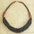 Braided bead necklace, 'Sosongo in Black' - Handcrafted Black Braided Bead Necklace with Wood and Agate (image 2b) thumbail