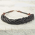 Braided bead necklace, 'Sosongo in Black' - Handcrafted Black Braided Bead Necklace with Wood and Agate (image 2c) thumbail