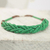 Braided bead necklace, 'Sosongo in Green' - Handcrafted Green Braided Bead Necklace with Wood and Agate (image 2c) thumbail