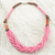 Braided bead necklace, 'Sosongo in Pink' - Handcrafted Pink Braided Bead Necklace with Wood and Agate (image 2) thumbail