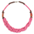 Braided bead necklace, 'Sosongo in Pink' - Handcrafted Pink Braided Bead Necklace with Wood and Agate thumbail