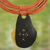 Ebony wood pendant necklace, 'Zacksongo in Orange' - Ebony Wood Pendant Necklace with Orange Leather Cord (image 2b) thumbail