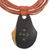 Ebony wood pendant necklace, 'Zacksongo in Orange' - Ebony Wood Pendant Necklace with Orange Leather Cord (image 2d) thumbail