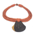 Ebony wood pendant necklace, 'Zacksongo in Orange' - Ebony Wood Pendant Necklace with Orange Leather Cord (image 2e) thumbail