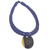 Ebony wood pendant necklace, 'Zacksongo in Blue' - Ebony Wood Pendant Necklace with Blue Leather Cord thumbail