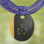 Ebony wood pendant necklace, 'Zacksongo in Blue' - Ebony Wood Pendant Necklace with Blue Leather Cord (image 2b) thumbail
