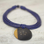 Ebony wood pendant necklace, 'Zacksongo in Blue' - Ebony Wood Pendant Necklace with Blue Leather Cord (image 2c) thumbail