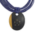 Ebony wood pendant necklace, 'Zacksongo in Blue' - Ebony Wood Pendant Necklace with Blue Leather Cord (image 2d) thumbail