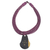 Ebony wood pendant necklace, 'Zacksongo in Plum' - Ebony Wood Pendant Necklace with Plum Leather Cord thumbail