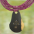Ebony wood pendant necklace, 'Zacksongo in Plum' - Ebony Wood Pendant Necklace with Plum Leather Cord (image 2b) thumbail