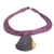 Ebony wood pendant necklace, 'Zacksongo in Plum' - Ebony Wood Pendant Necklace with Plum Leather Cord (image 2e) thumbail
