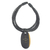 Ebony wood pendant necklace, 'Zacksongo in Black' - Ebony Wood Pendant Necklace with Black Leather Cord thumbail