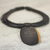 Ebony wood pendant necklace, 'Zacksongo in Black' - Ebony Wood Pendant Necklace with Black Leather Cord (image 2c) thumbail