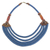 Beaded necklace, 'Wend Panga in Blue' - Artisan Blue Bead Necklace with Sese Wood Agate and Leather thumbail