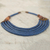 Beaded necklace, 'Wend Panga in Blue' - Artisan Blue Bead Necklace with Sese Wood Agate and Leather (image 2b) thumbail