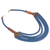 Beaded necklace, 'Wend Panga in Blue' - Artisan Blue Bead Necklace with Sese Wood Agate and Leather (image 2c) thumbail