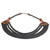 Beaded necklace, 'Wend Panga in Black' - Artisan Black Bead Necklace with Sese Wood Agate and Leather (image 2e) thumbail