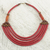 Beaded necklace, 'Wend Panga in Red' - Artisan Red Bead Necklace with Sese Wood Agate and Leather (image 2) thumbail