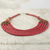 Beaded necklace, 'Wend Panga in Red' - Artisan Red Bead Necklace with Sese Wood Agate and Leather (image 2c) thumbail