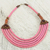 Beaded necklace, 'Wend Panga in Pink' - Artisan Pink Bead Necklace with Sese Wood Agate and Leather thumbail