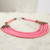 Beaded necklace, 'Wend Panga in Pink' - Artisan Pink Bead Necklace with Sese Wood Agate and Leather (image 2c) thumbail