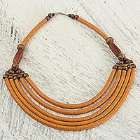 Beaded necklace, 'Wend Panga in Orange'