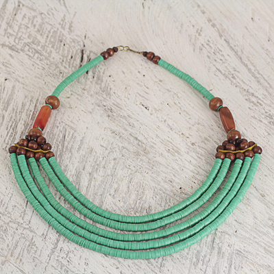 Beaded necklace, Wend Panga in Green