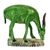 Wood statuette, 'Bright Green Antelope' - Bright Green Wooden Antelope Statuette with Brown Horns