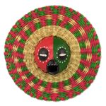 African wood and raffia mask, 'Ijeoma' - Hand Made African Mask with Wood and Raffia Accents